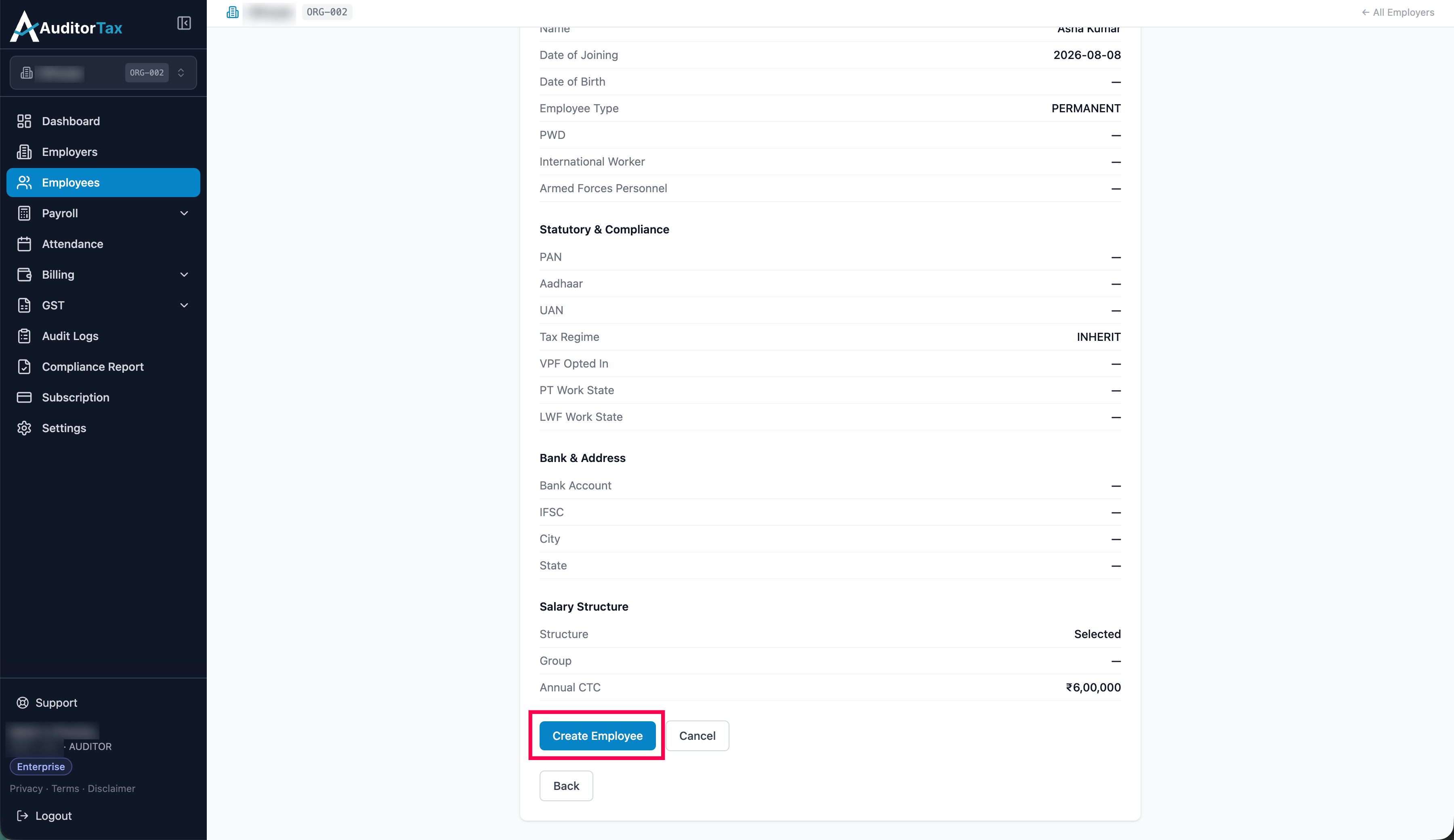 Add Employee Button